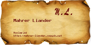 Mahrer Liander névjegykártya